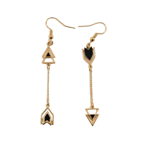 Handmade hemp arrows earrings, one pointing up and one down