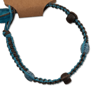 Blue and Brown Beaded Hemp Bracelet with handcrafted macramé design and natural hemp cord – Capstone Hemp