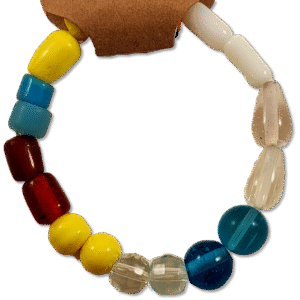 Colorful scavenger bracelet with multi-colored glass beads on a stretchable cord – Capstone Hemp