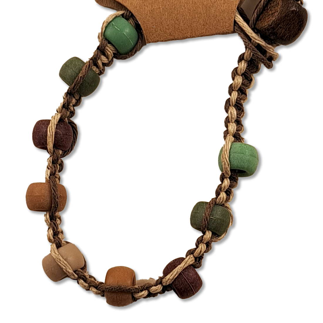 Shop our Earth Tone Beaded Hemp Bracelet featuring reversible macramé cord and earthy beads. A perfect nature-inspired accessory for casual or gifting wear.