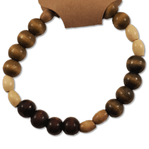 Earth Tone Wood Beaded Bracelet with natural wooden beads on stretch cord – Capstone Hemp