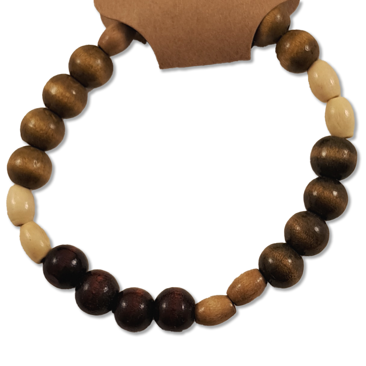 Earth Tone Wood Beaded Bracelet with natural wooden beads on stretch cord – Capstone Hemp