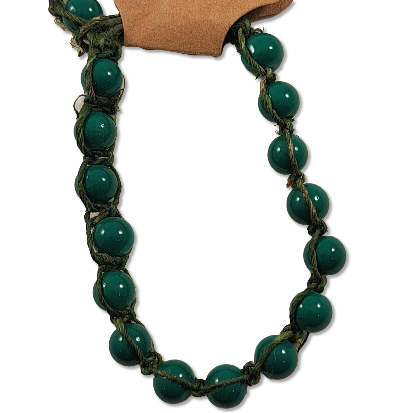 Green Beaded Hemp Bracelet with rustic hemp cord and smooth green glass beads – Capstone Hemp