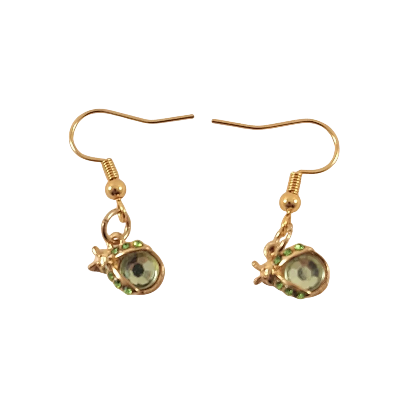 Gold-plated green ladybug’s earrings for women