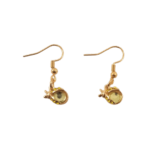 Gold-plated earrings featuring green crystal ladybug design
