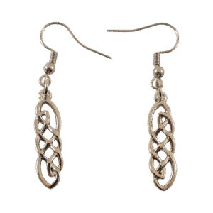 Pair of silver metal knot earrings with looped design