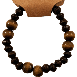 Handmade dark wooden beaded bracelet with stretch cord featuring natural dark wood-colored beads – Capstone Hemp