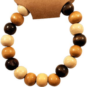 Mens Wooden Bead Bracelet with earthy tones and pink accents from Capstone Hemp