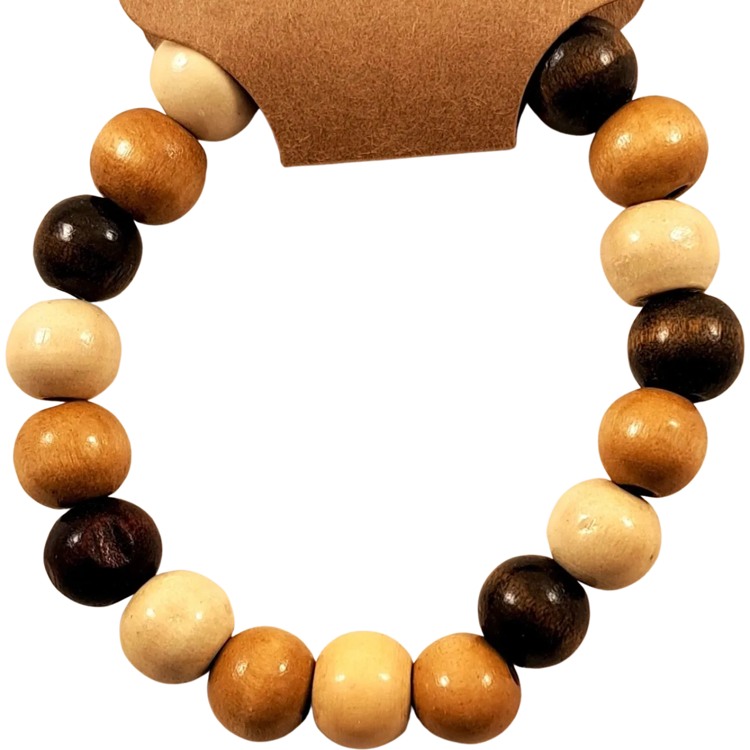Mens Wooden Bead Bracelet with earthy tones and pink accents from Capstone Hemp
