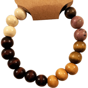 Wooden Bracelet made with natural tone wood beads from Capstone Hemp