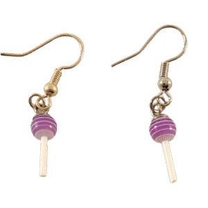 Purple sucker earrings with lollipop design