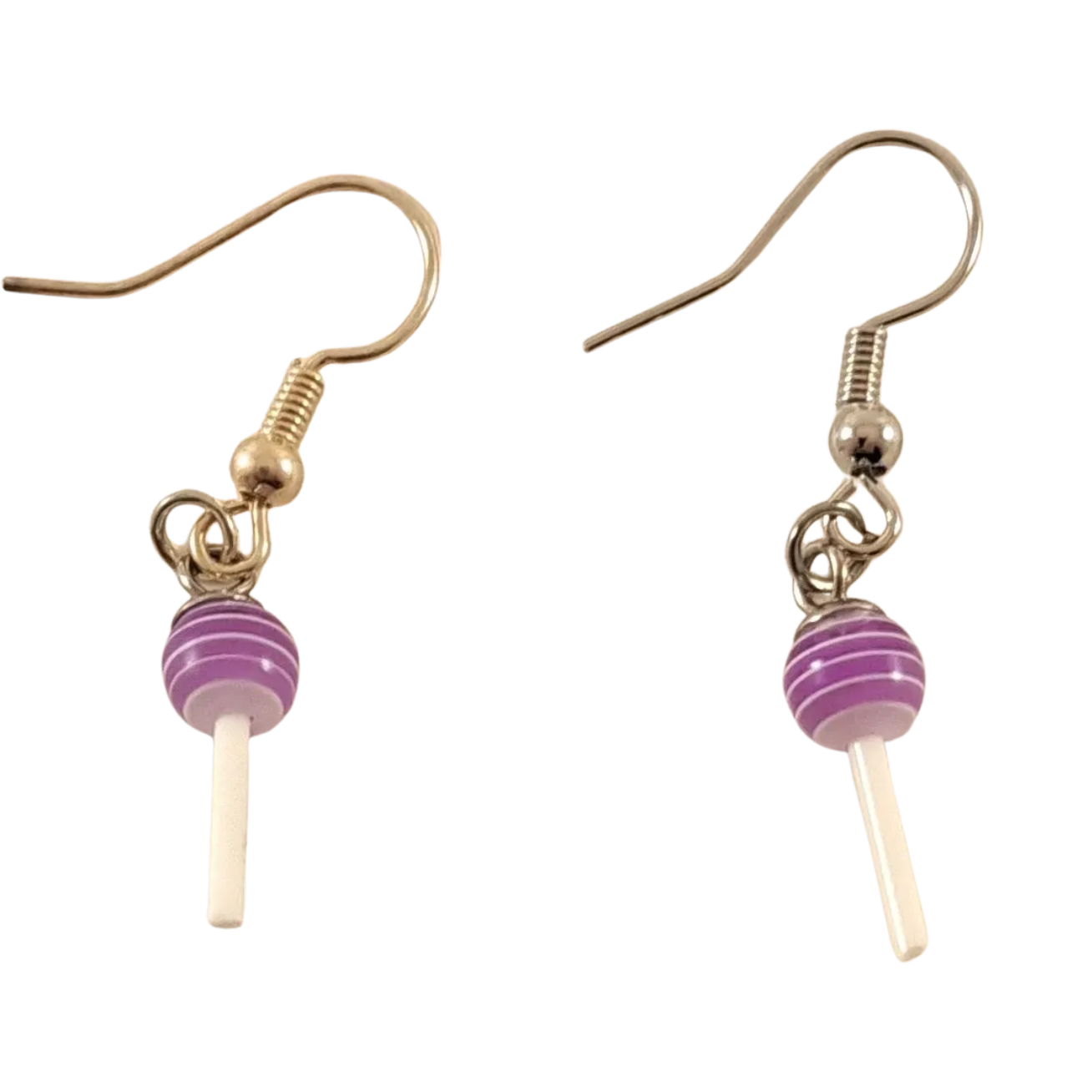 Purple sucker earrings with lollipop design