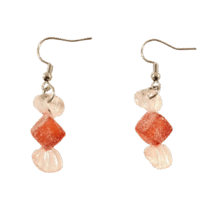Red hard candy earrings shaped like wrapped candy