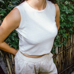 Hemp Tank top front view, natural hemp fabric